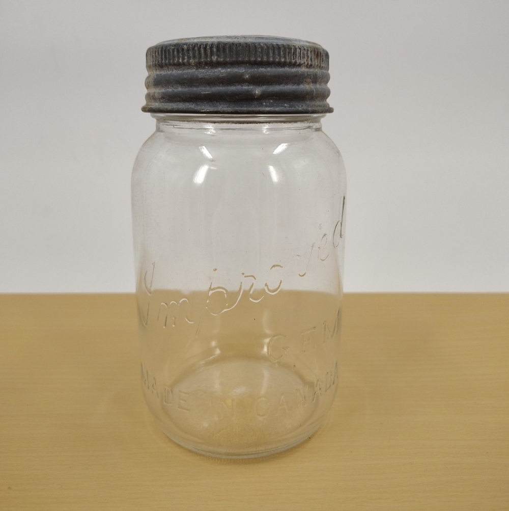 Canadian Mason Canning Jar Improved Gem Canada Zinc Lid glass seal Vintage